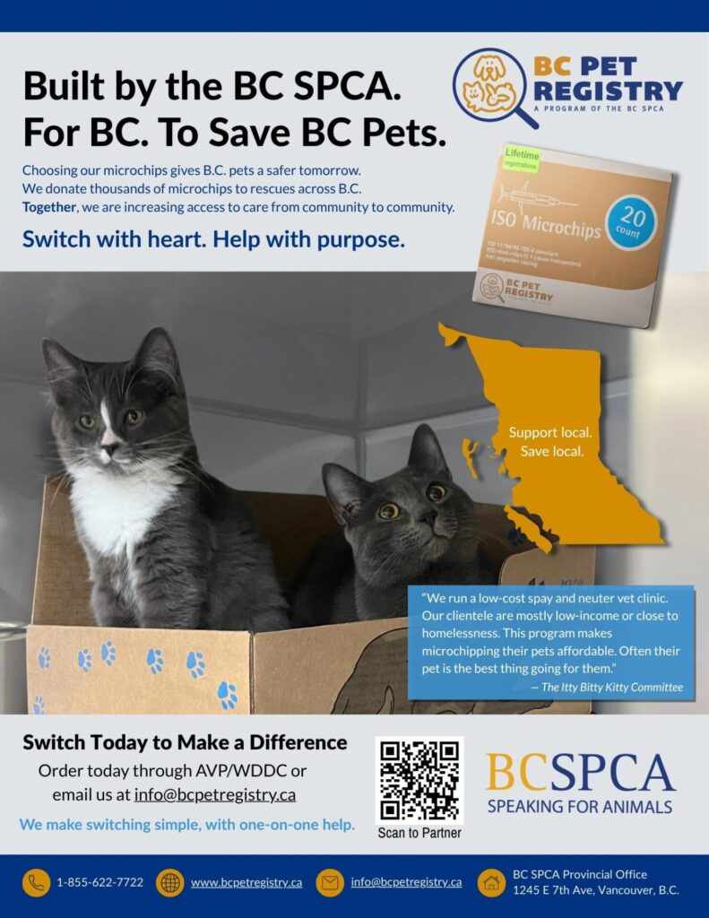 BC Pet Registry invitation flyer to the vet industry to switch to our microchips.