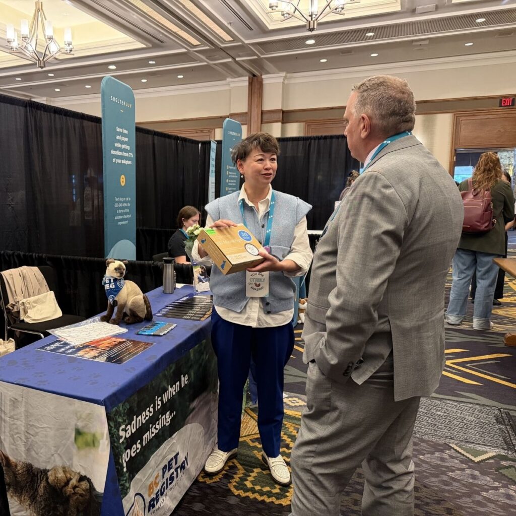 BC Pet Registry manager, Priscilla, showcasing BC SPCA BC Pet Registry microchips